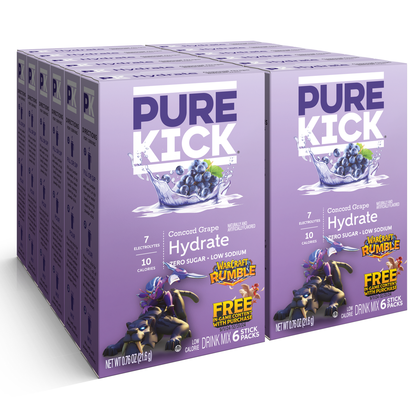 Pure Kick Warcraft Rumble Grape Boxes, Warcraft Rumble Grape Boxes, 12 Warcraft Rumble Concord Grape Boxes