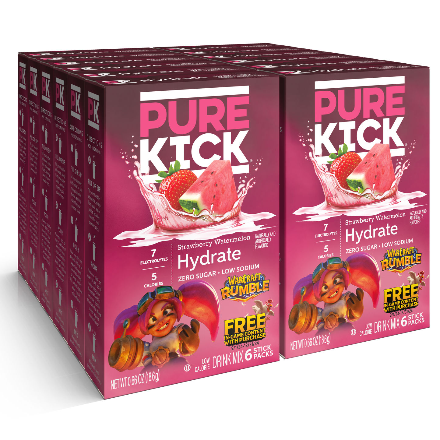 Warcraft Rumble Drink Mixes, Warcraft Strawberry Watermelon Drink Mix Boxes, 12 Boxes of Strawberry Warcraft drink mix